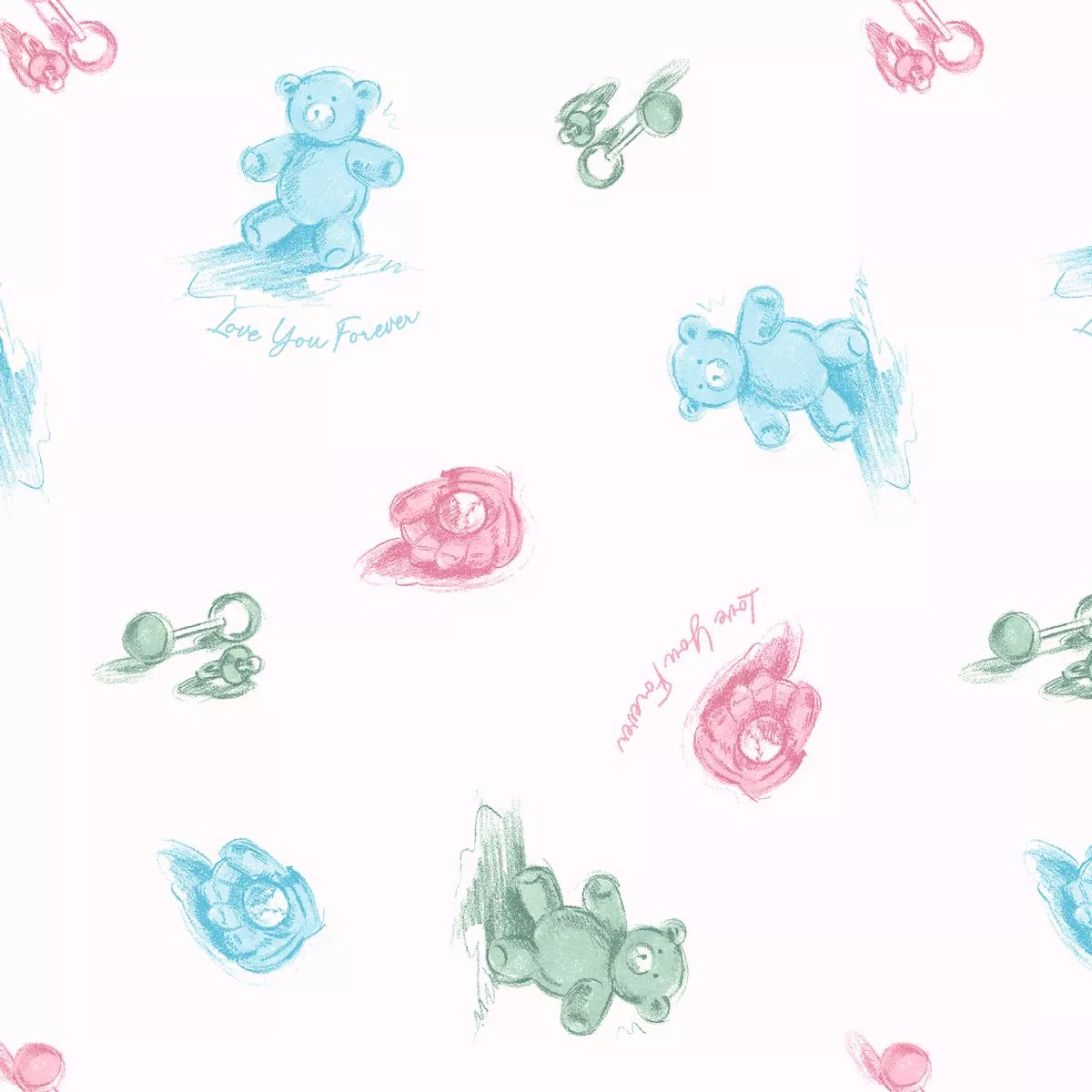 Love You Forever Bears Multi Fabric
