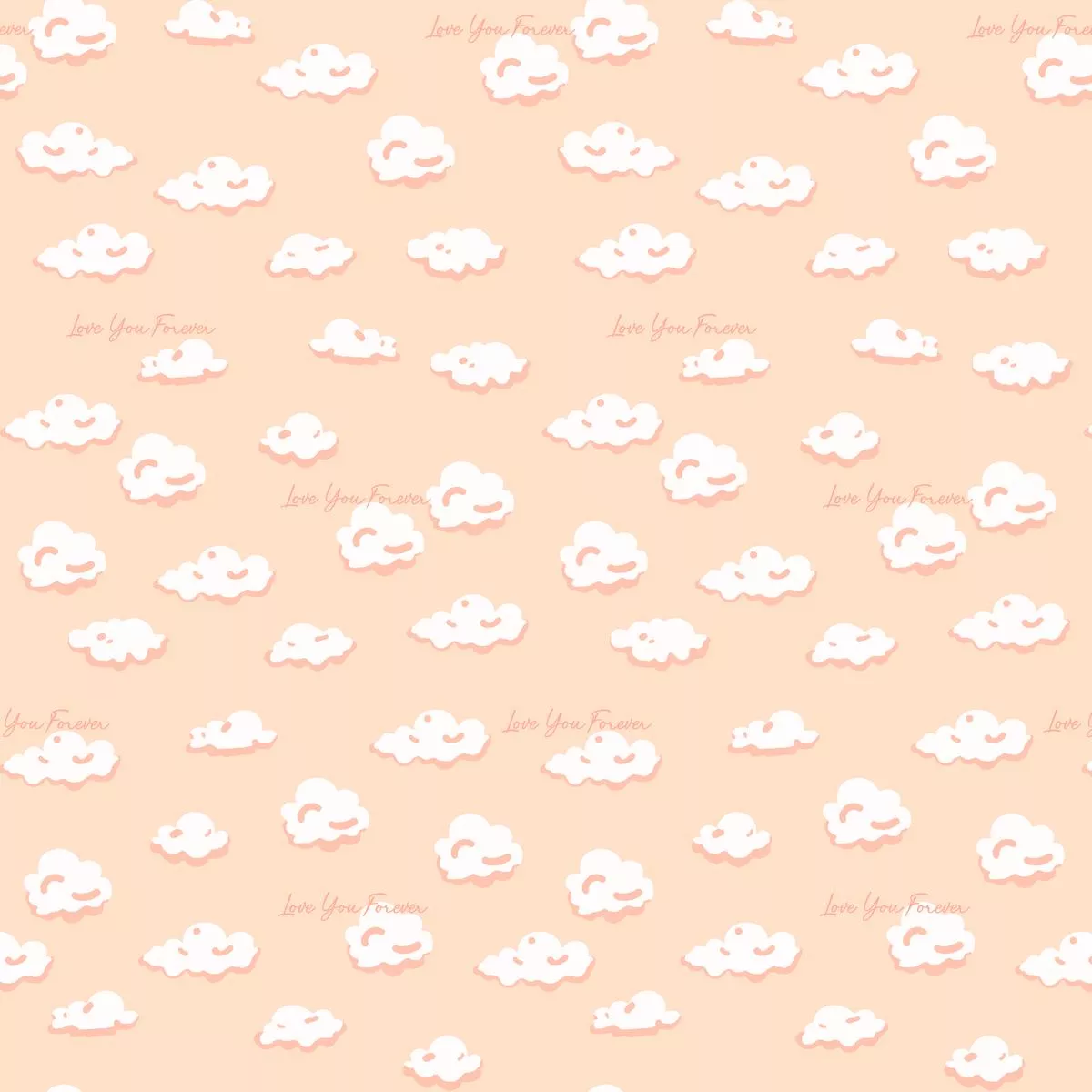 Love You Forever Clouds on Peach Fabric