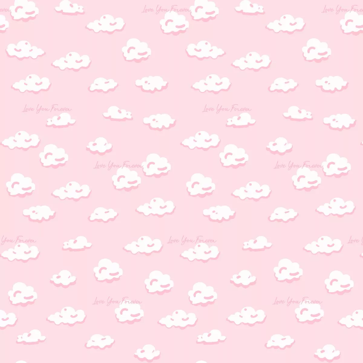 love-you-forever-clouds-on-pink-fabric Love You Forever Clouds on Pink Fabric