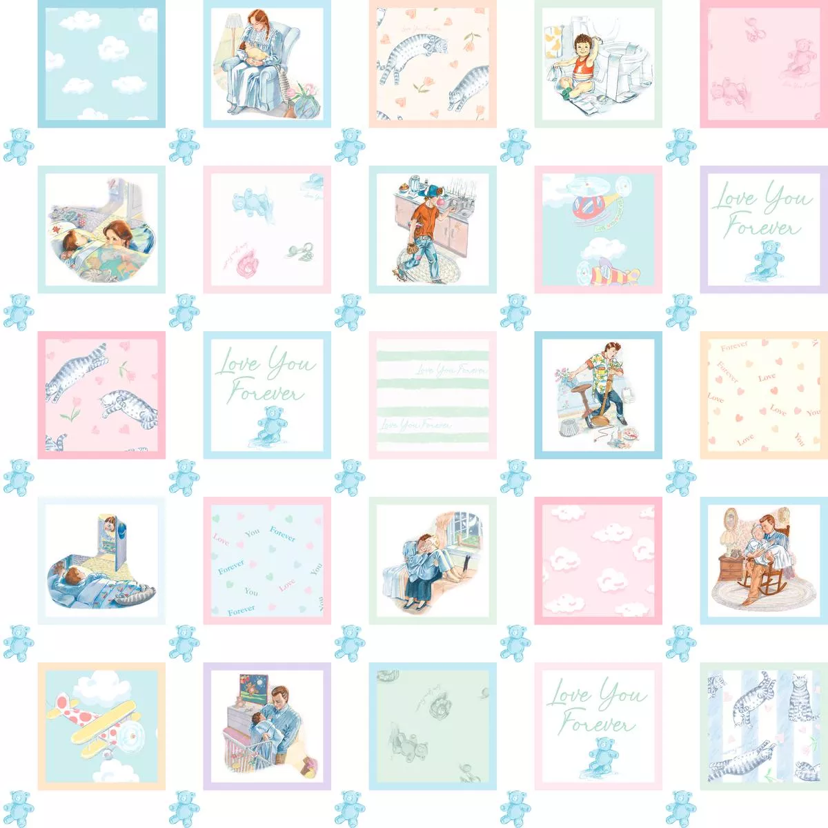 love-you-forever-story-patchwork-fabric Love You Forever Story Patchwork Fabric