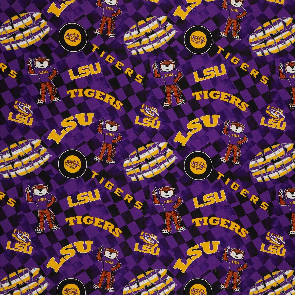 lsu-tigers-allover-checker-fabric LSU Tigers Allover Checker Fabric