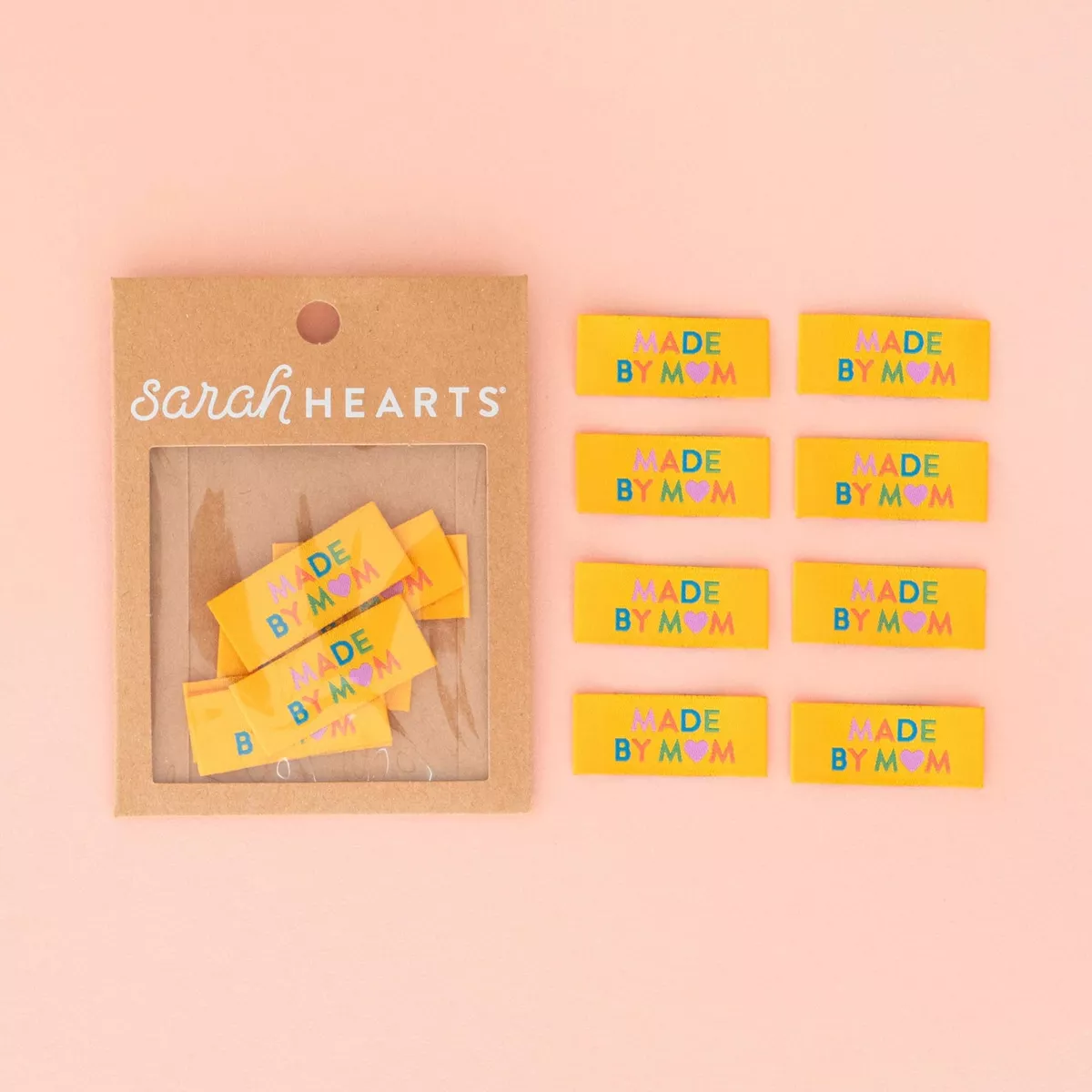 made-by-mom-woven-labels-pack-8-sarah-hearts “Made By Mom” Woven Labels | Pack of 8 | Sarah Hearts