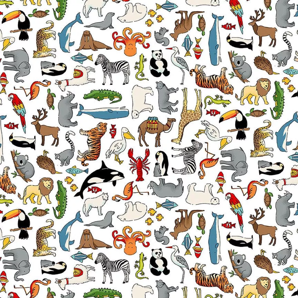 makower-around-world-animals-white Makower Around The World – Animals White