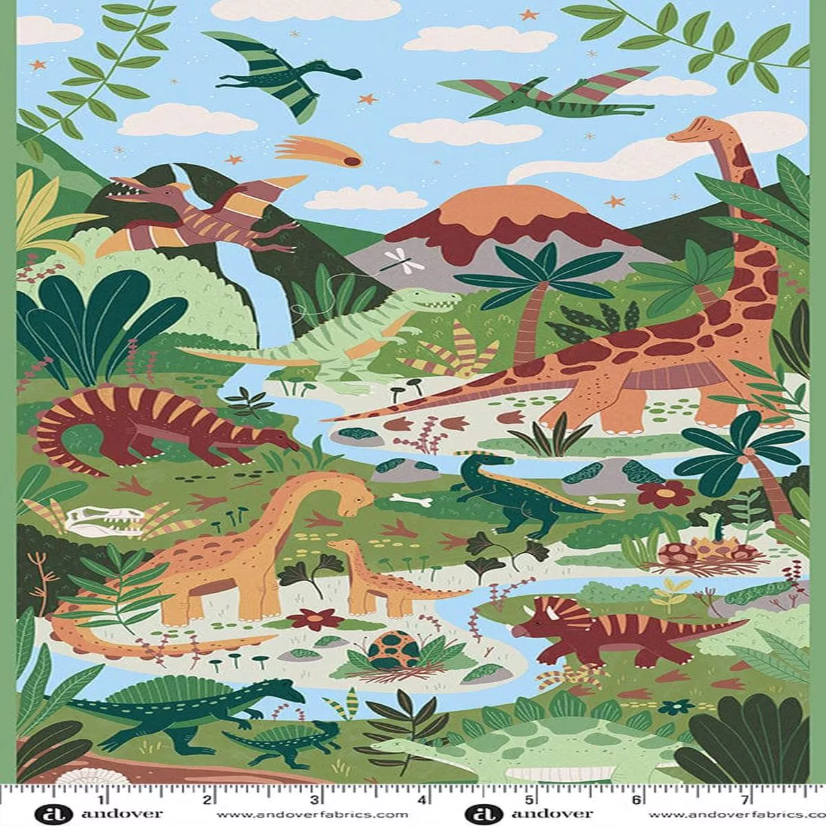makower-fabric-prehistoric-dinosaur-panel Makower Fabric Prehistoric Dinosaur Panel