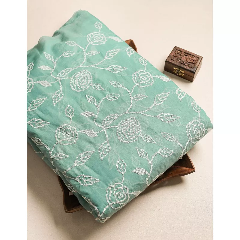 malai-chanderi-embroidered-fabric MALAI CHANDERI EMBROIDERED FABRIC