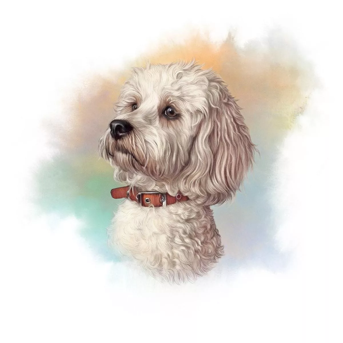 maltese-dog-portrait-fabric-panel-multi Maltese Dog Portrait Fabric Panel – Multi
