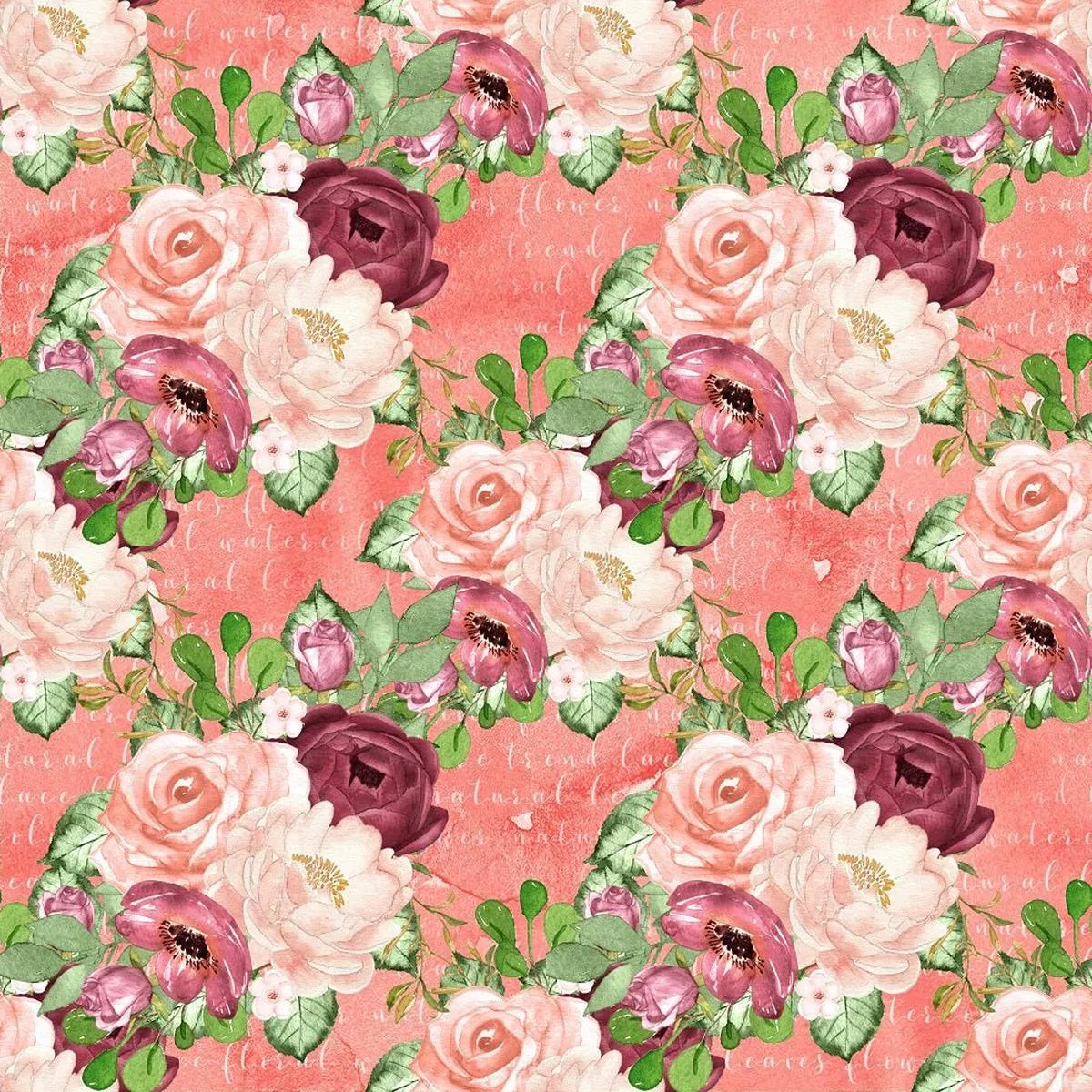 marsala-bouquets-on-words-fabric Marsala Bouquets on Words Fabric