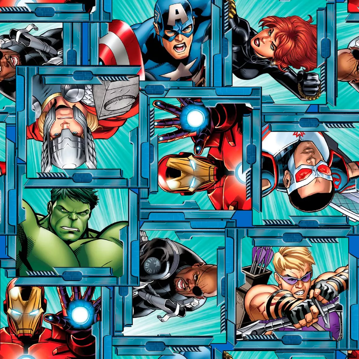 marvel-avengers-comic-panel-grid-fabric Marvel Avengers Comic Panel Grid Fabric