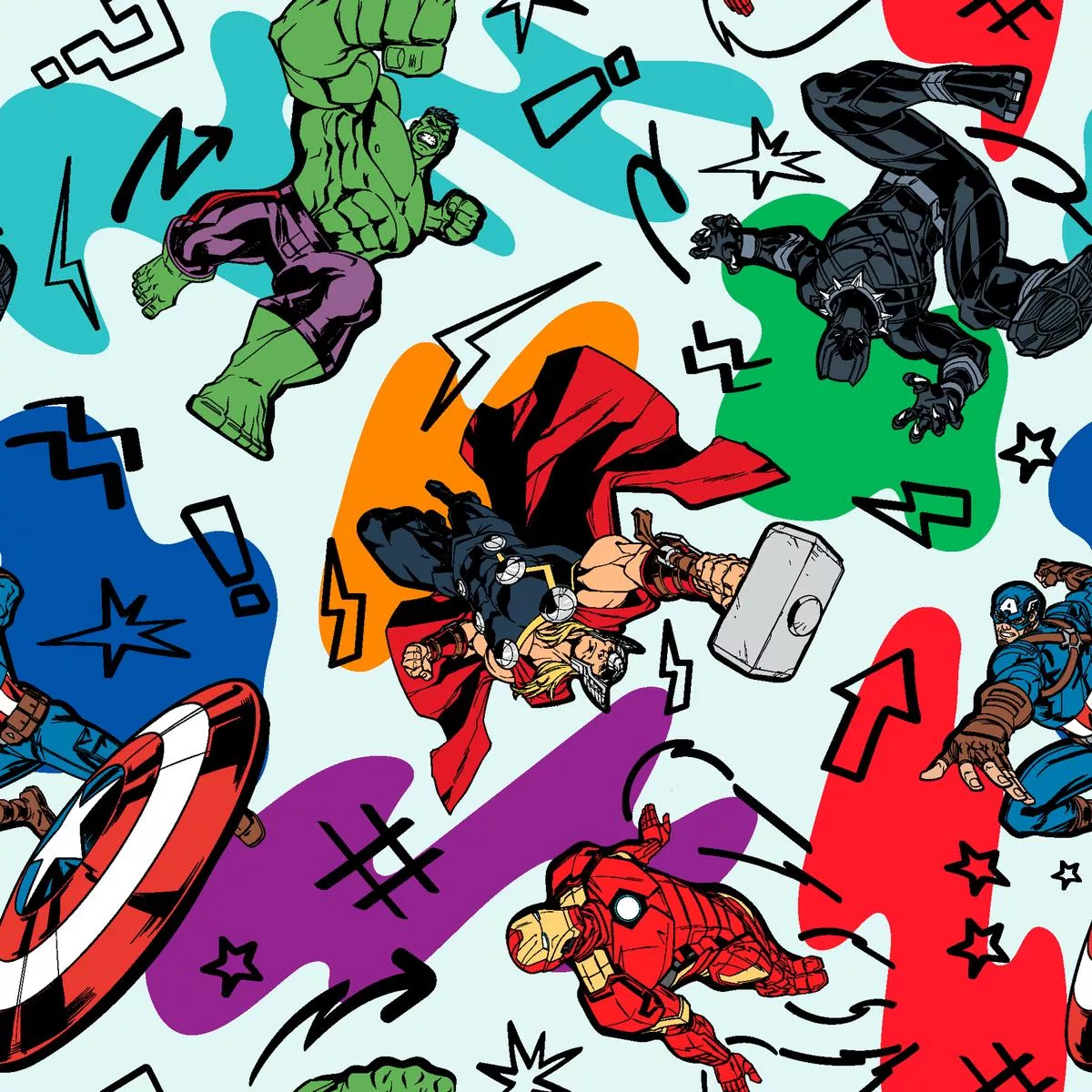 Marvel Avengers Comic Pop Art Fabric