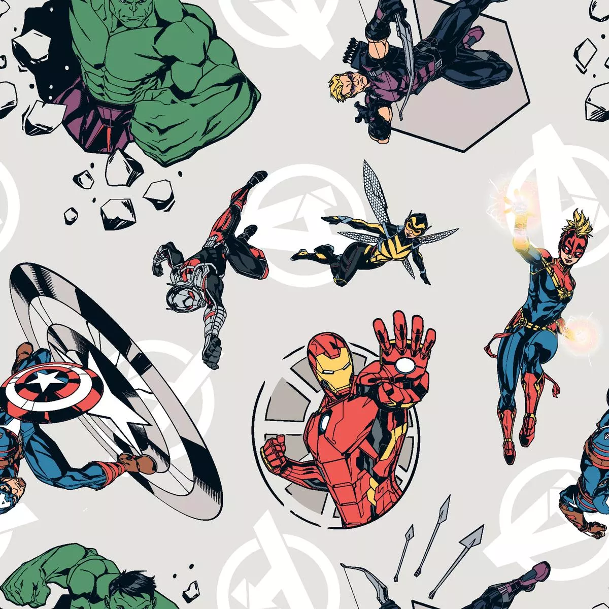 marvel-avengers-heroes-comic-on-cream-fabric Marvel Avengers Heroes Comic on Cream Fabric