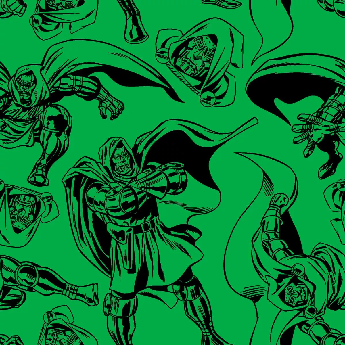 Marvel Doctor Doom Comic on Green Fabric