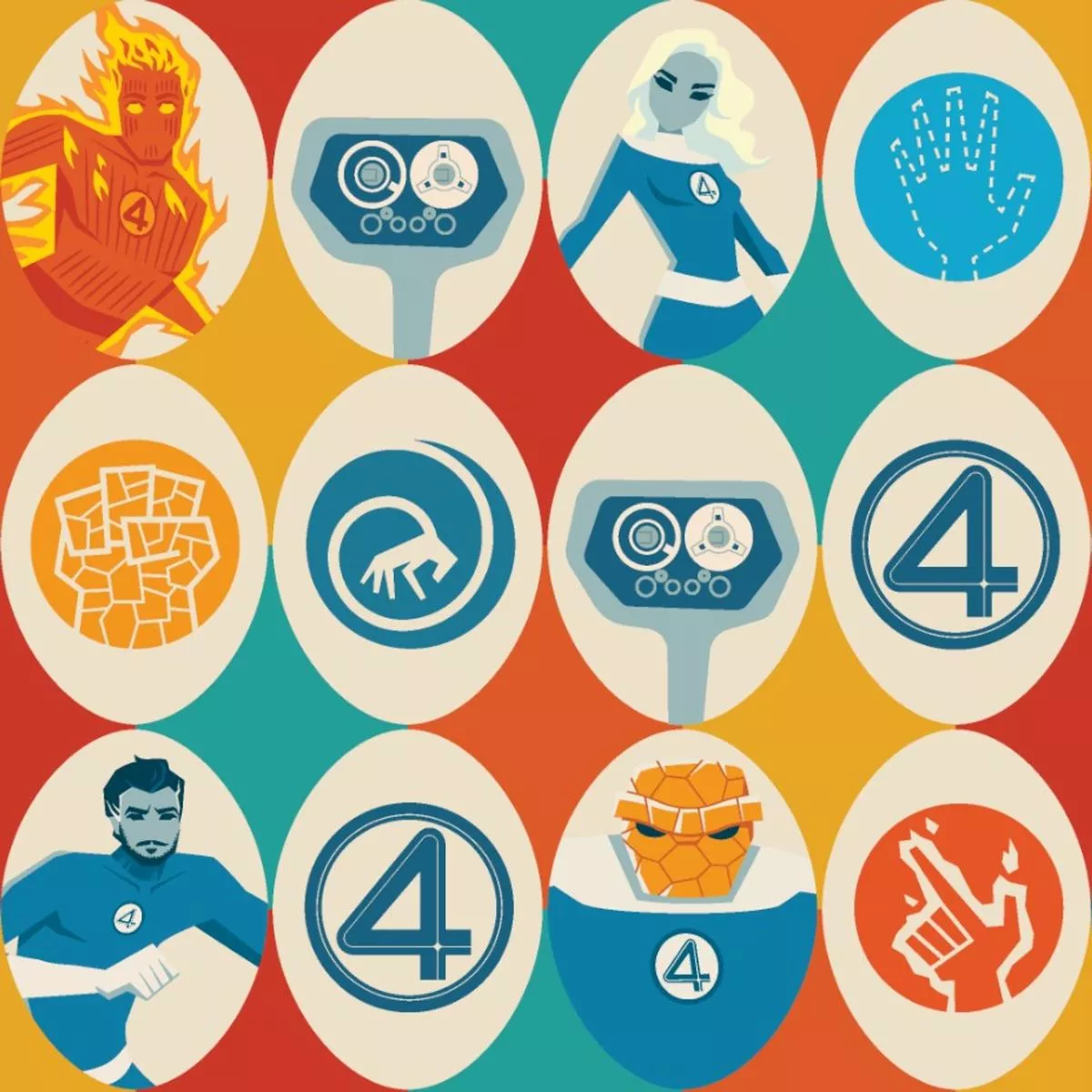 marvel-fantastic-four-retro-comic-art-badges Marvel Fantastic Four Retro Comic Art Badges
