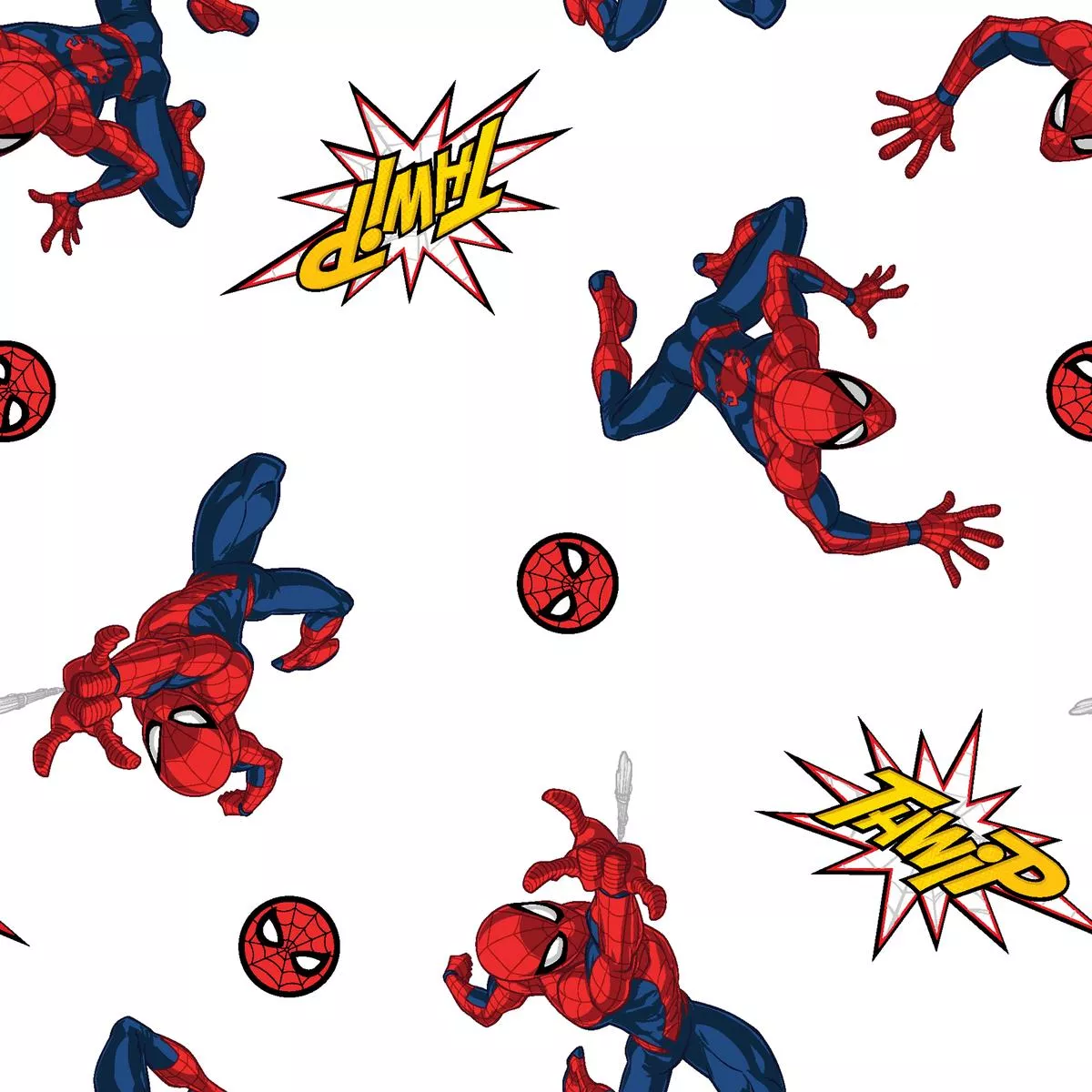 marvel-spider-man-action-comic-on-white-fabric Marvel Spider-Man Action Comic on White Fabric