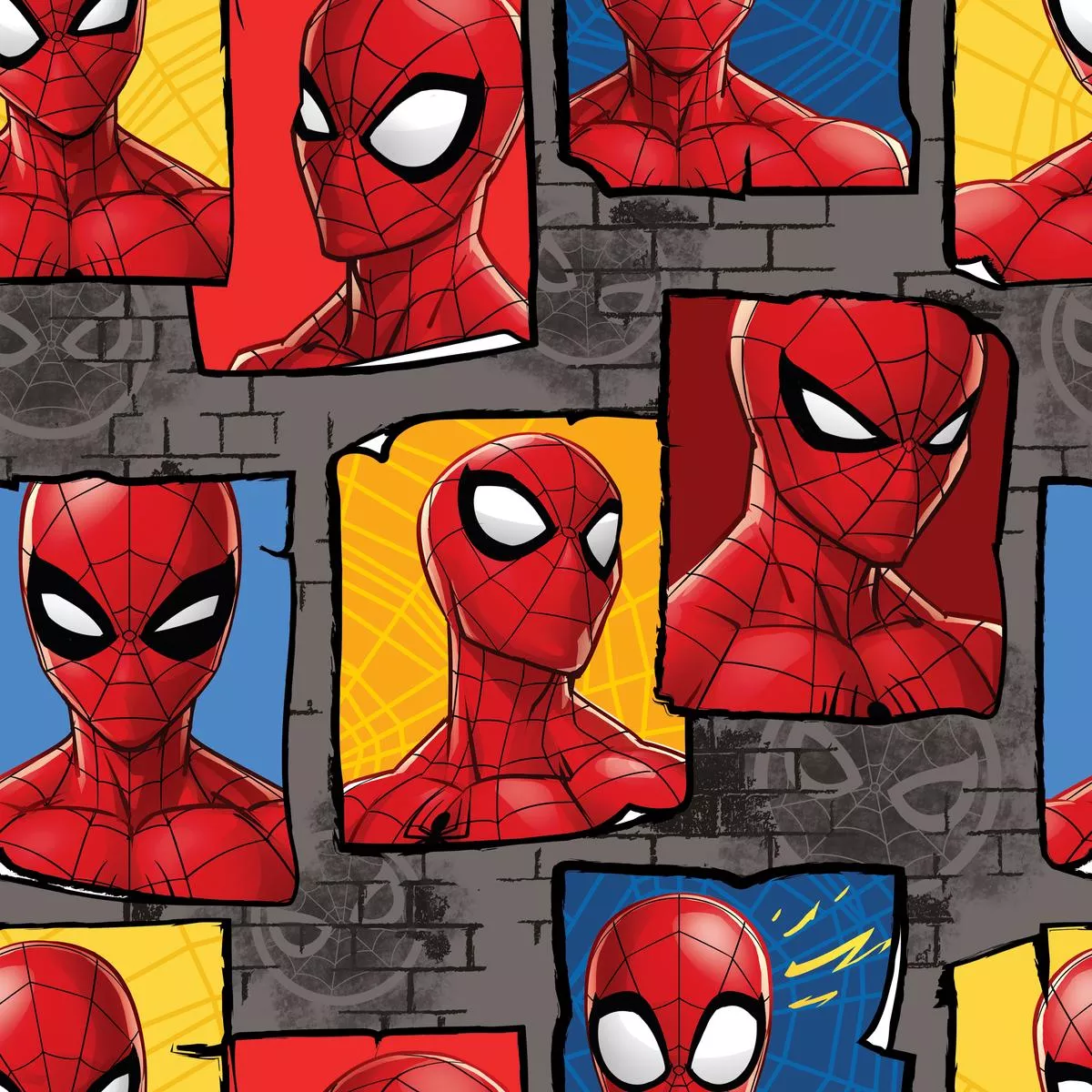 Marvel Spider-Man Comic Panels on Gray Fabric