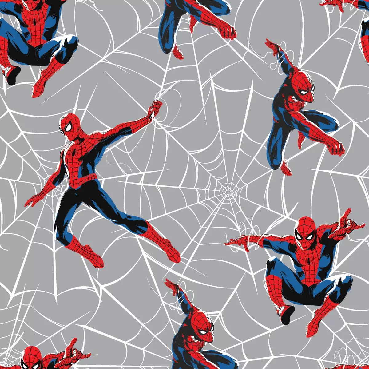 Marvel Spider-Man Web Toss on Gray Fabric