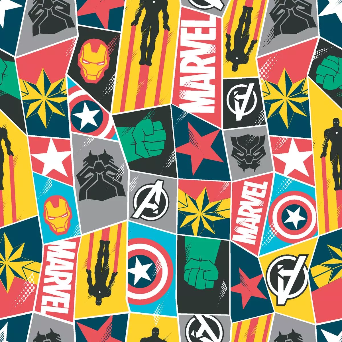Marvel Super Hero Icons Collage Fabric