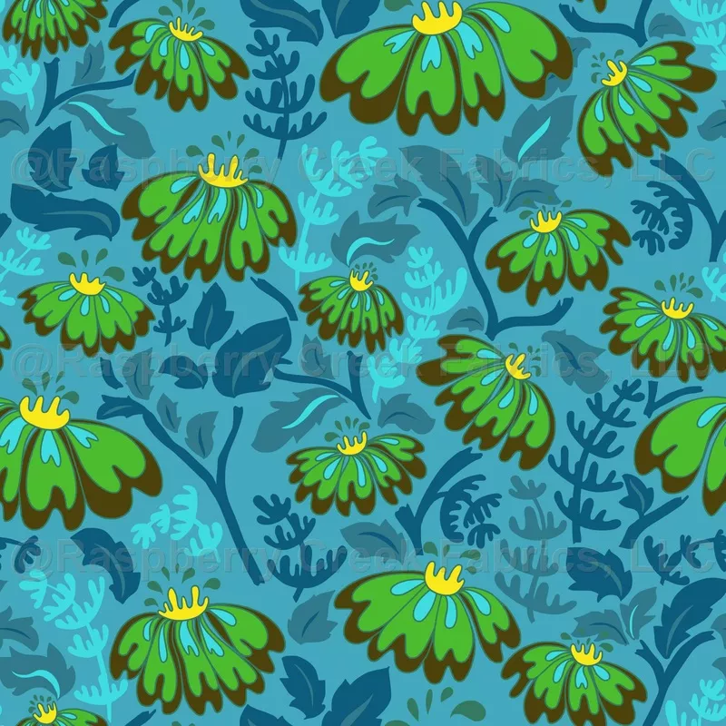 maximalism-70s-retro-flowers-largo-teal Maximalism 70s Retro Flowers Largo Teal