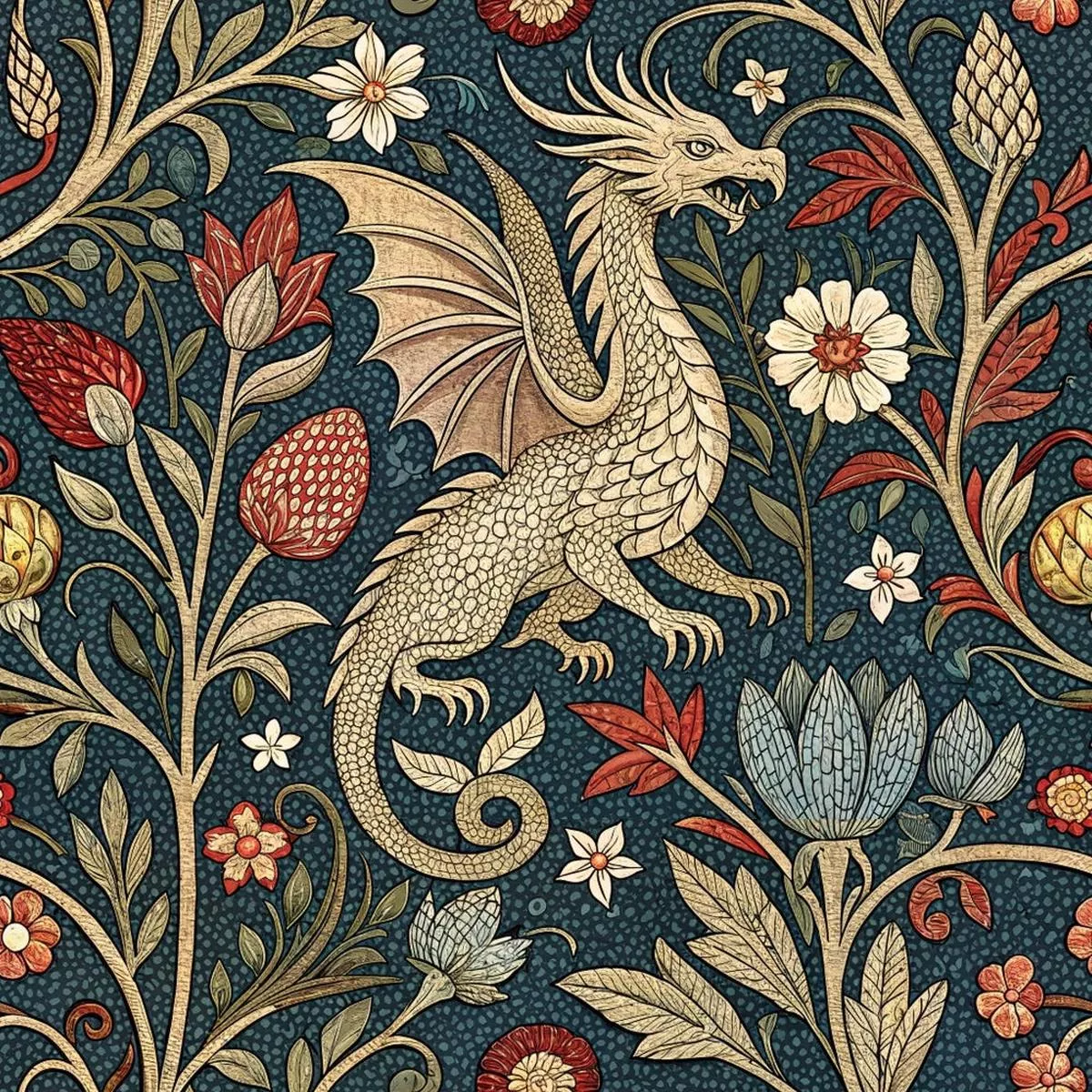 Medieval Tapestry Pattern 8 Quilting Cotton Fabric