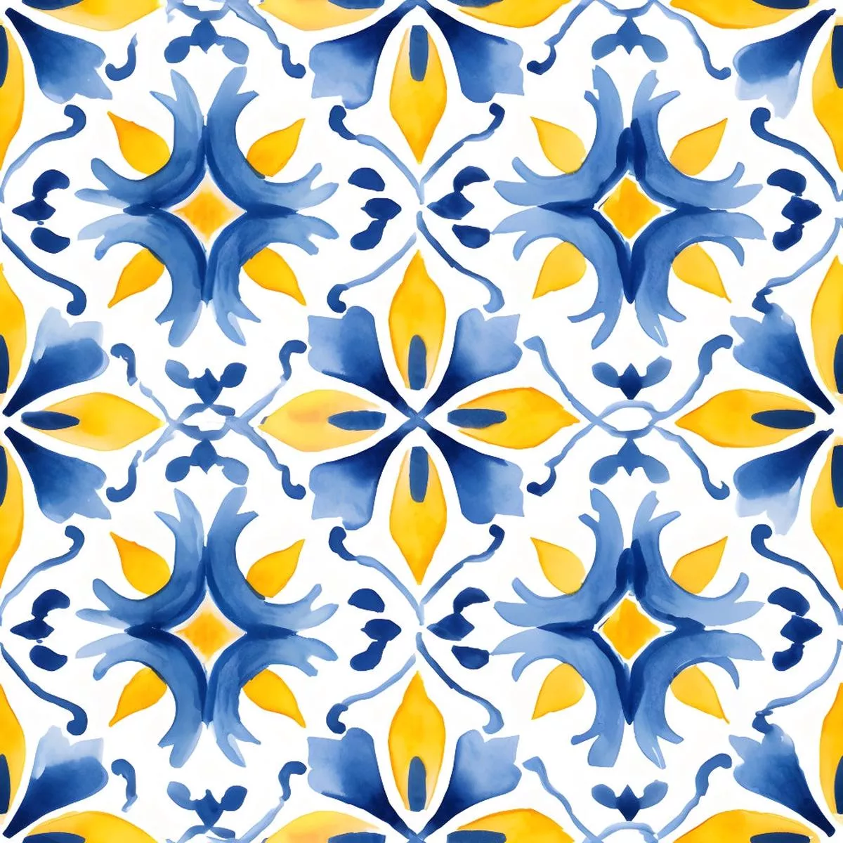 Mediterranean Lemon Azure Pattern 28 Quilting Cotton Fabric