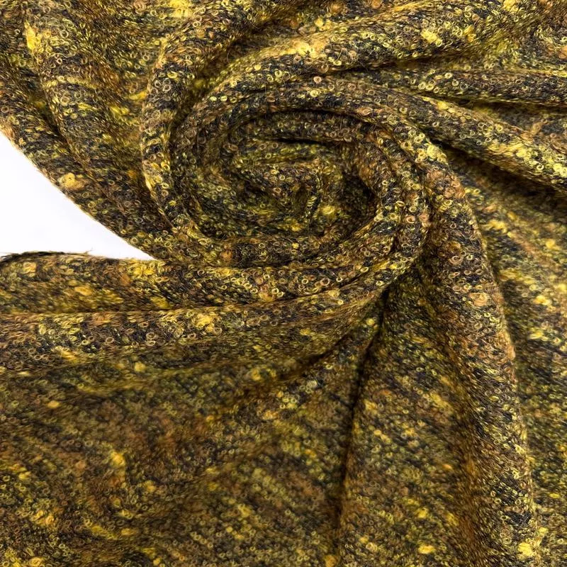 Melange Brown Green Wool Boucl