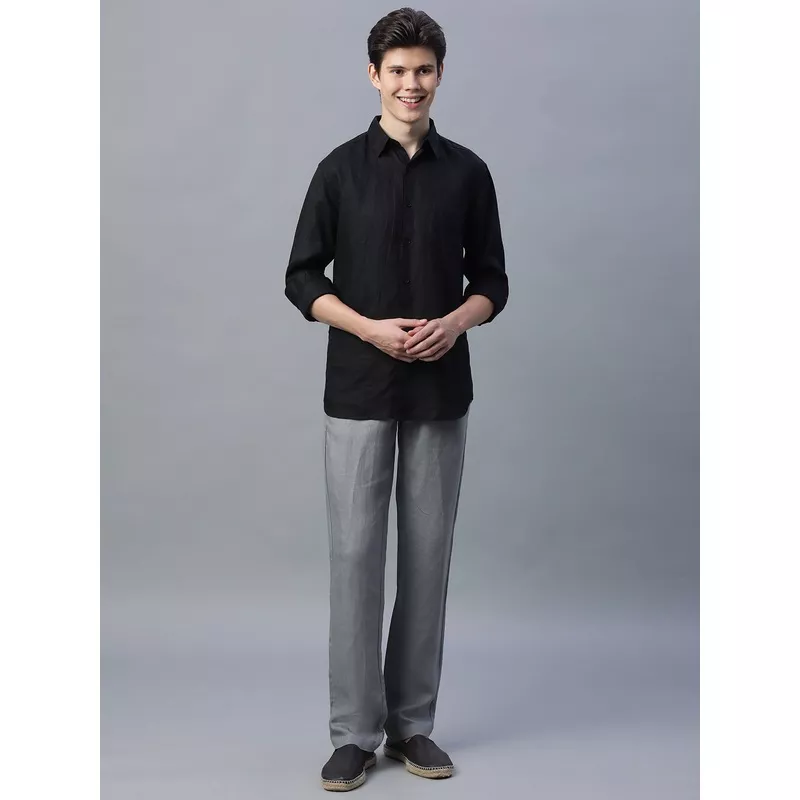 Men’s Grey Linen Excel Regular Fit Pant GREY