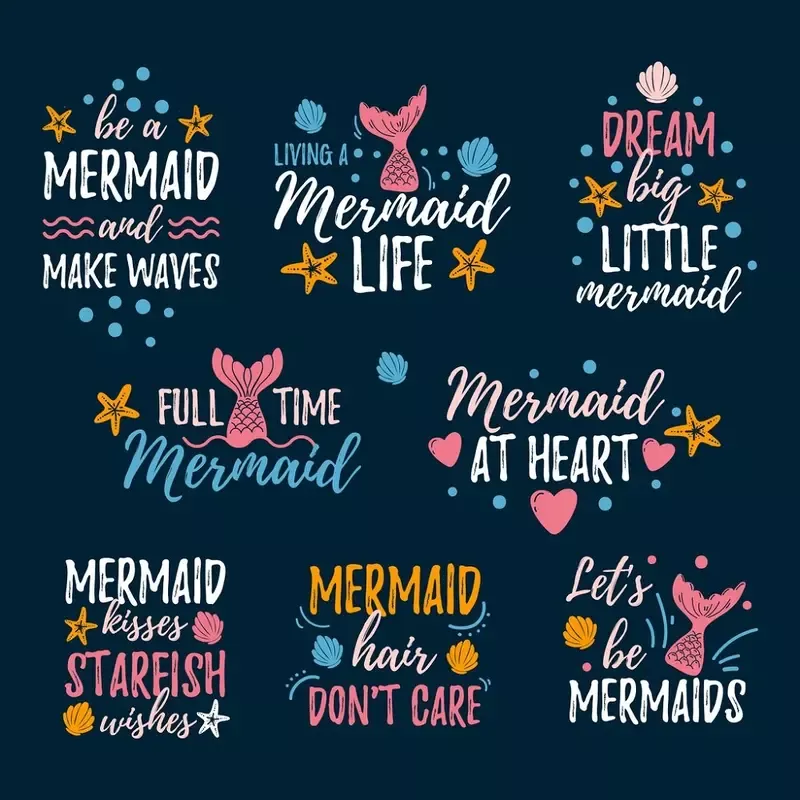 Mermaid Quotes Fabric Panel – Blue