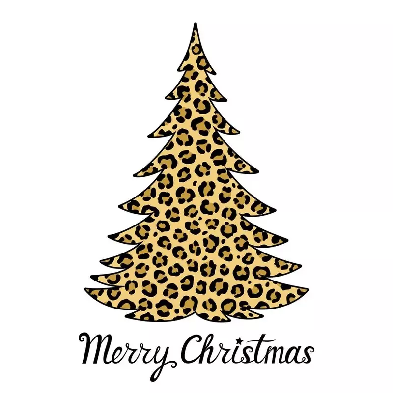 merry-christmas-leopard-tree-fabric-panel Merry Christmas Leopard Tree Fabric Panel