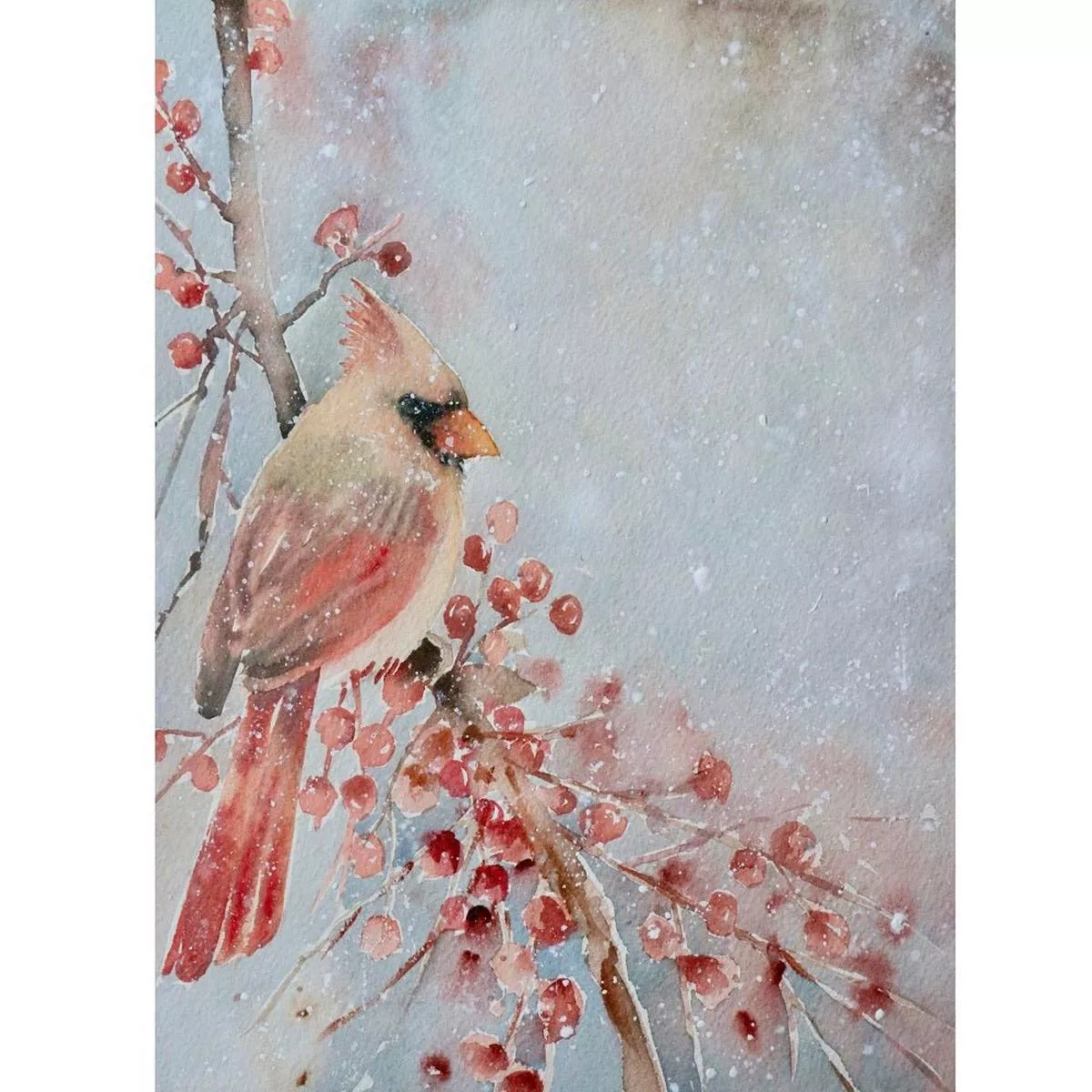 merry-christmas-snowstorm-bird-fabric-panel Merry Christmas Snowstorm Bird Fabric Panel