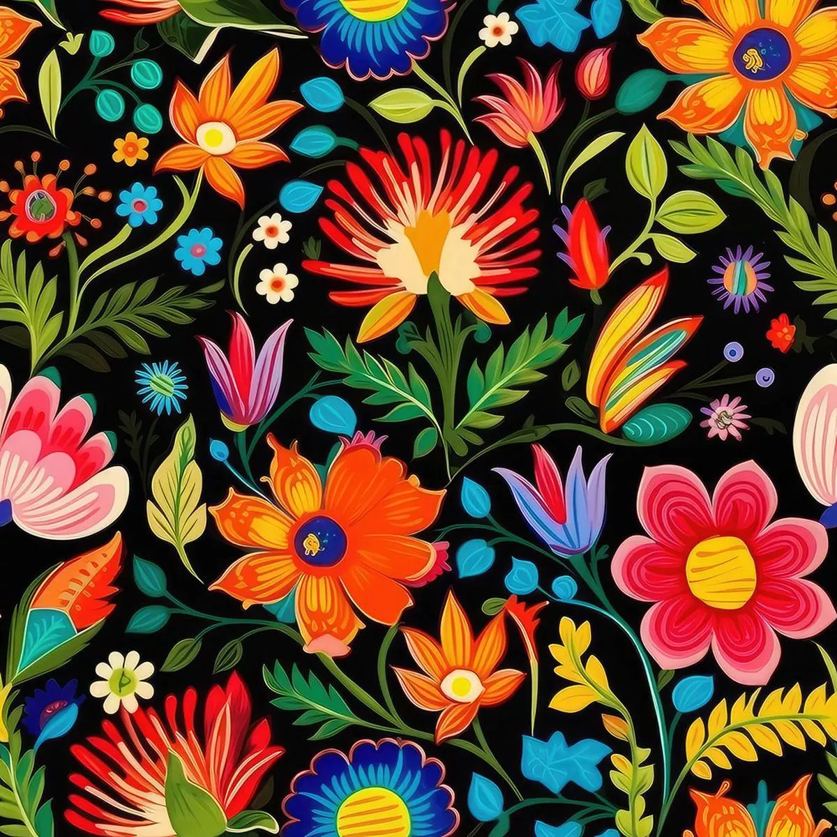Mexican Floral Fiesta Pattern #12 Fabric
