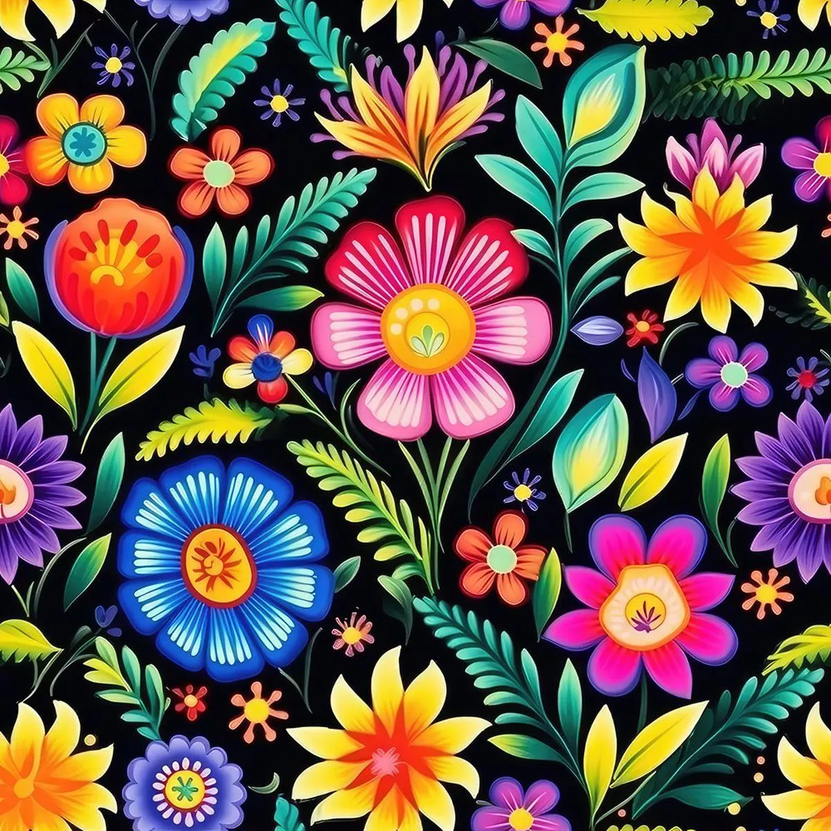 mexican-floral-fiesta-pattern-2-fabric Mexican Floral Fiesta Pattern #2 Fabric