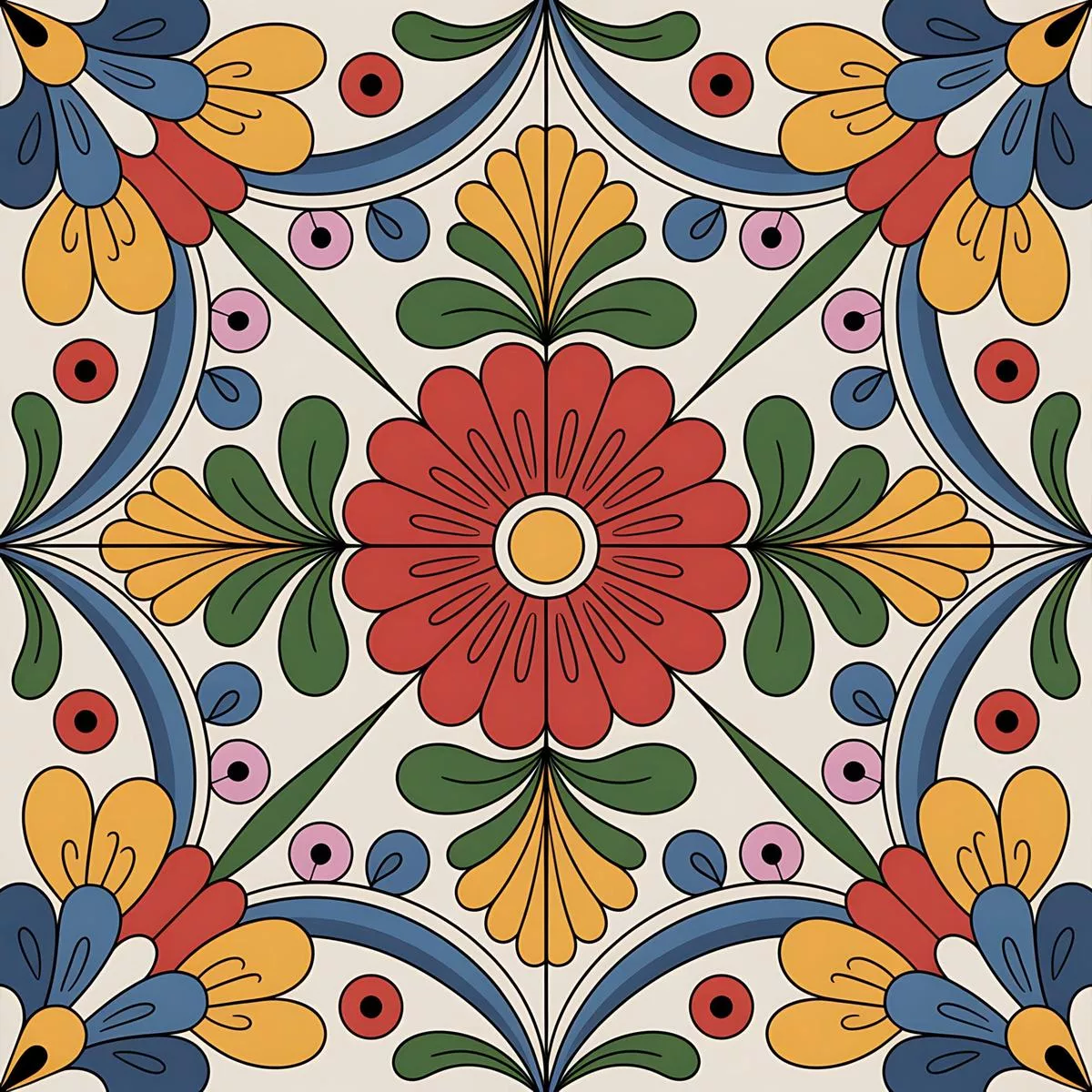 Mexican Talavera Pattern 3 Quilting Cotton Fabric