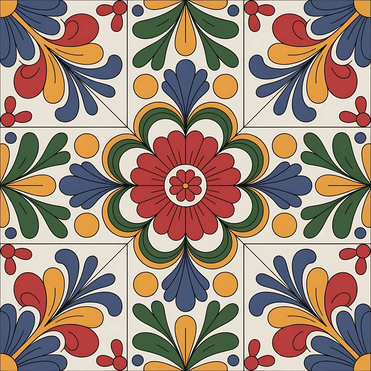 Mexican Talavera Pattern 7 Quilting Cotton Fabric