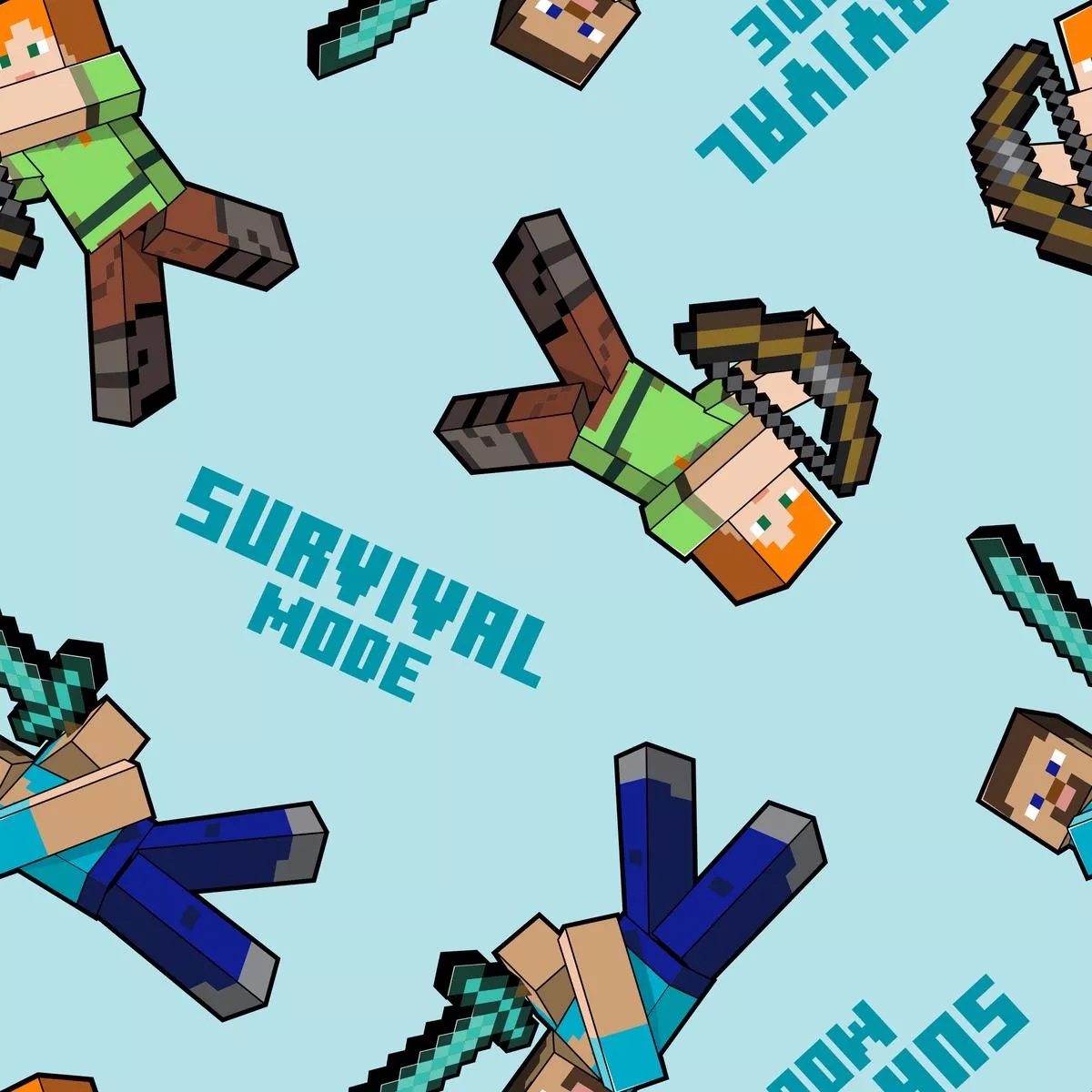minecraft-characters-on-blue-fabric Minecraft Characters on Blue Fabric