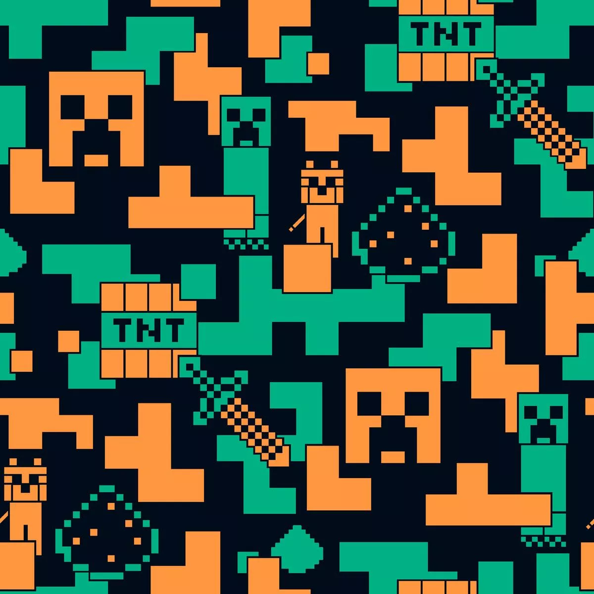 minecraft-creeper-pixelated-game-fabric Minecraft Creeper Pixelated Game Fabric