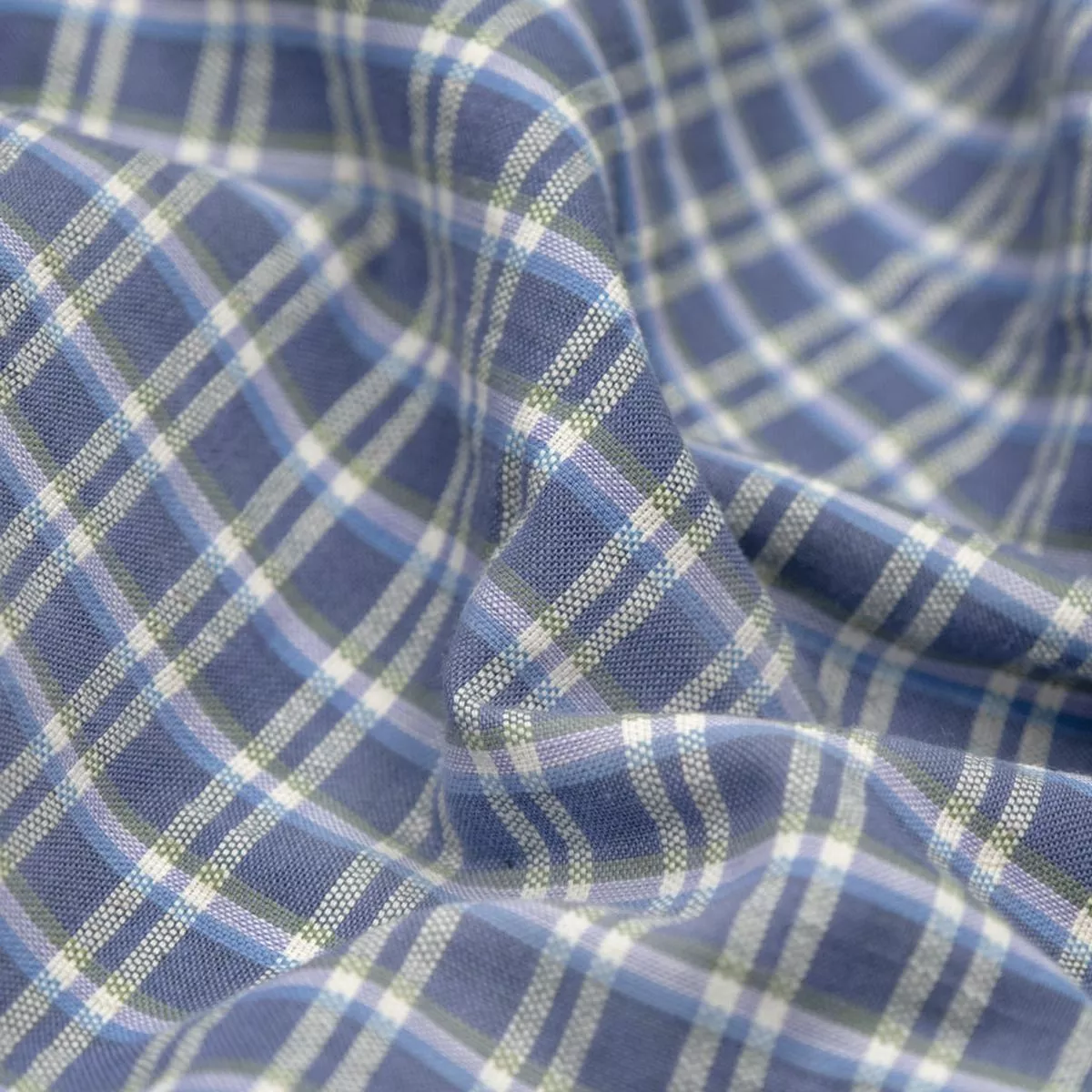 Mini Plaid Handwoven Cotton – Periwinkle/White