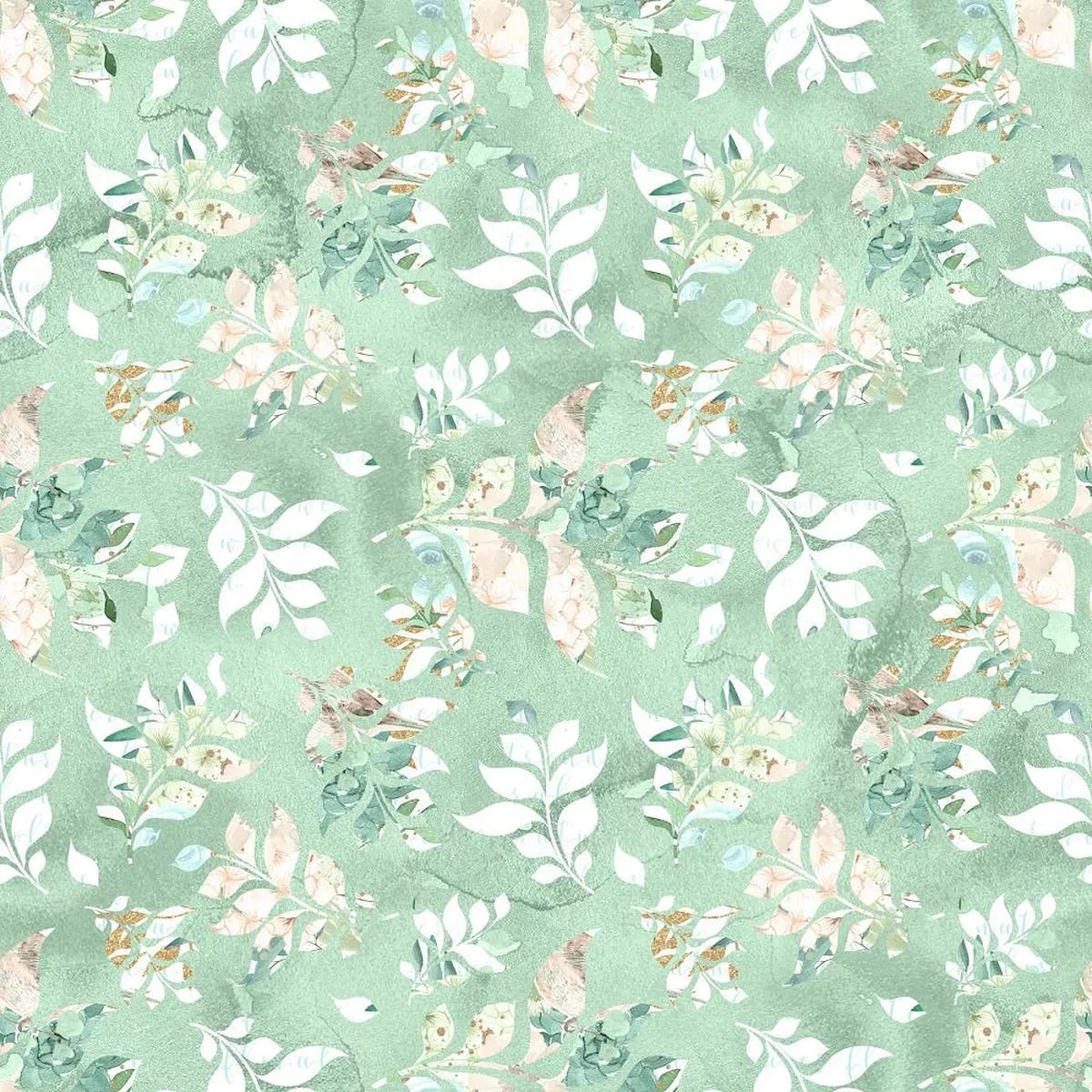 mint-dreams-patterned-leaves-fabric Mint Dreams Patterned Leaves Fabric