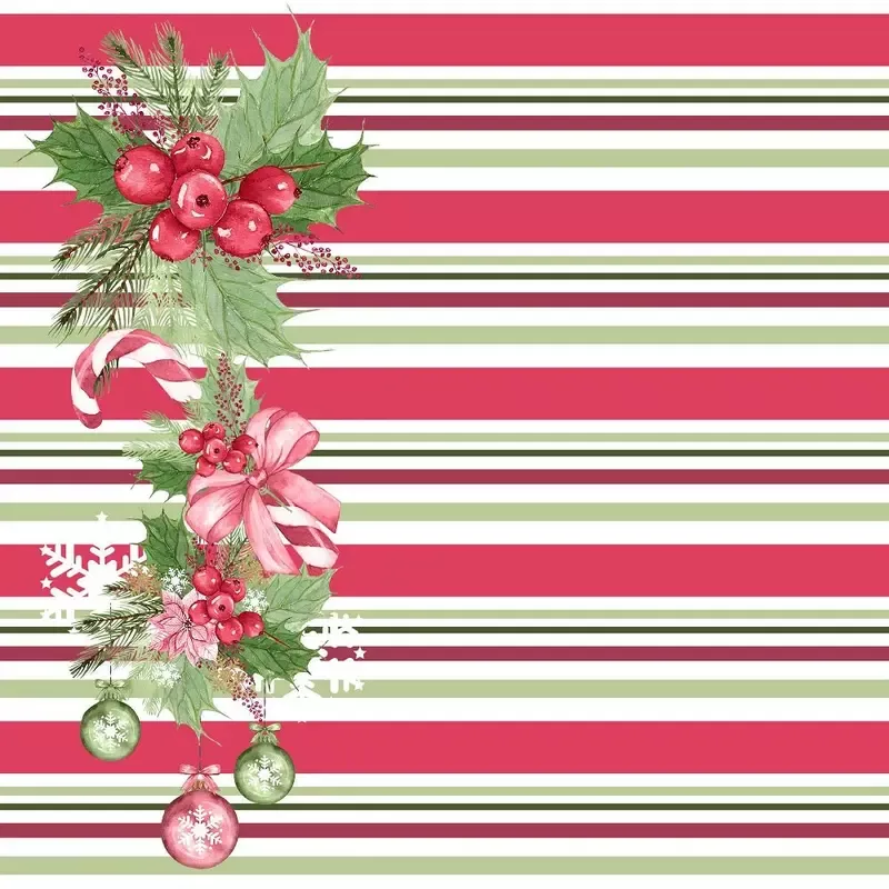 Mistletoe Christmas Stripes Fabric