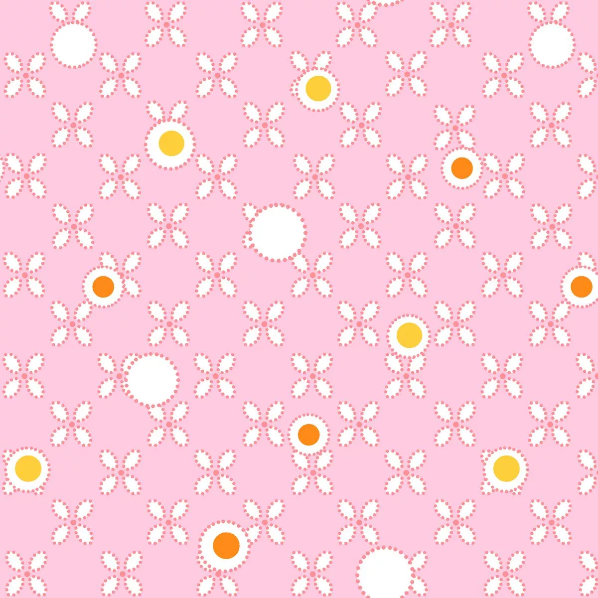 mod-blooms-pink-dotted-floral-fabric Mod Blooms – Pink Dotted Floral Fabric
