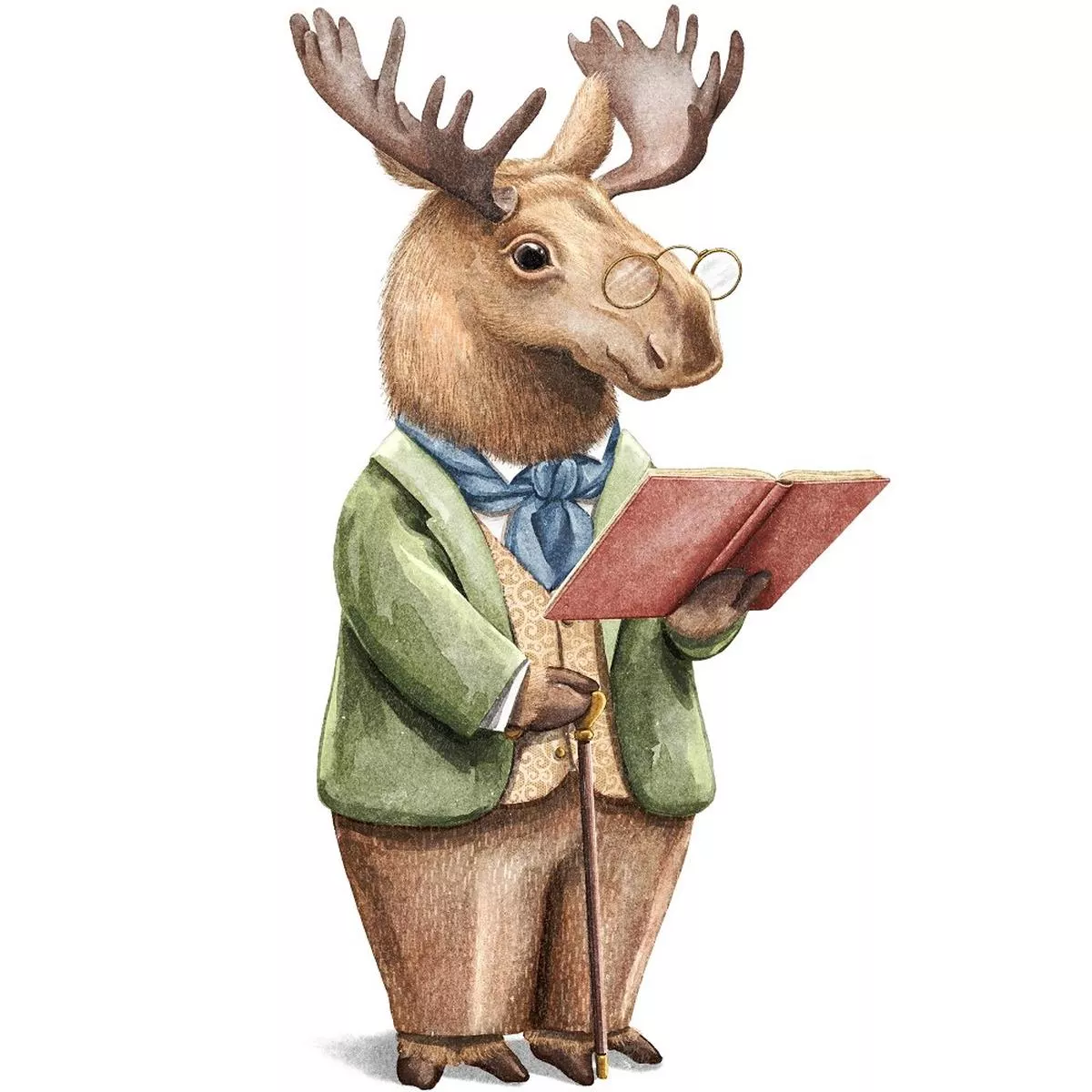 Moose with Book Fabric Panel