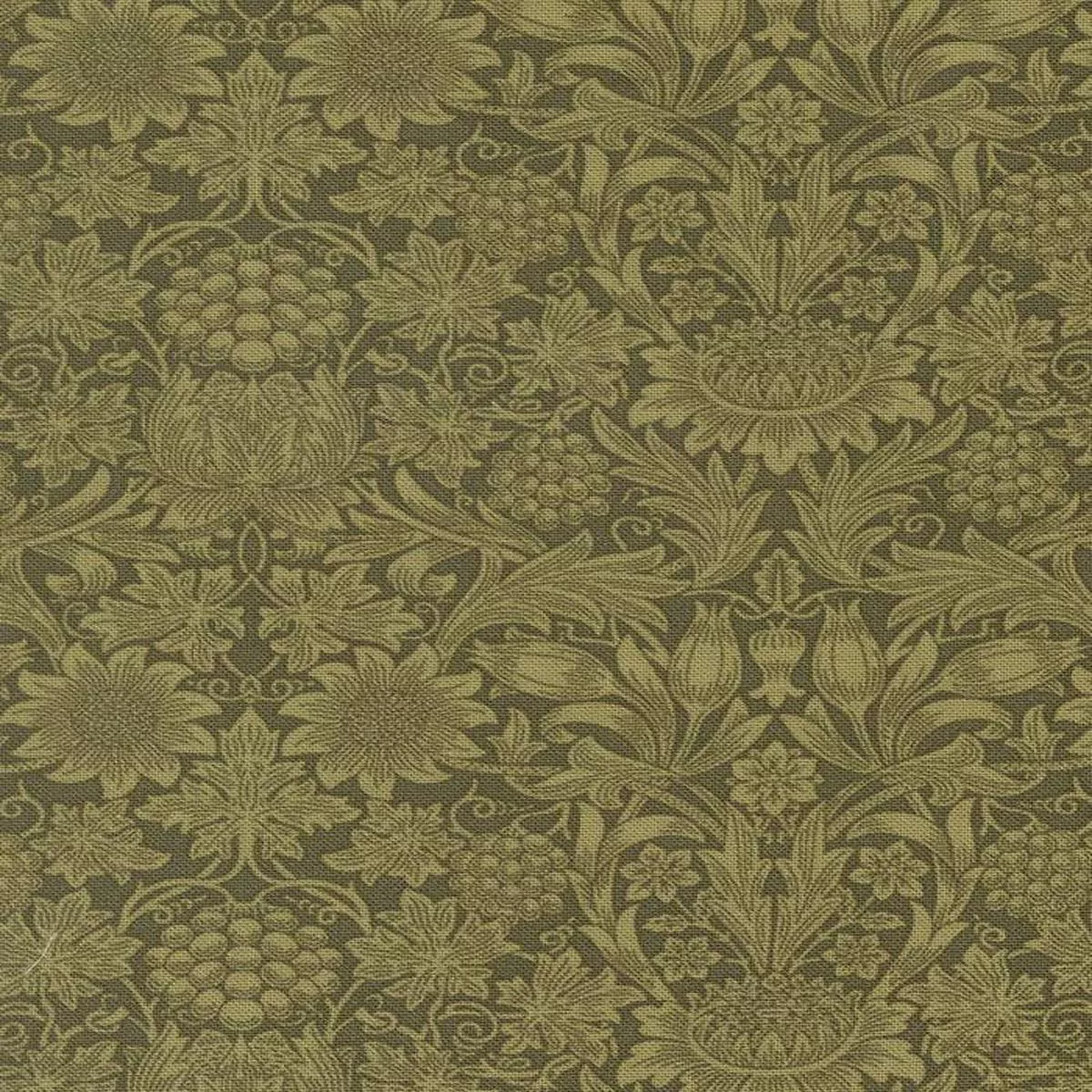 Morris Muse Sunflower Damask By Barbara Brackman For Moda Sage