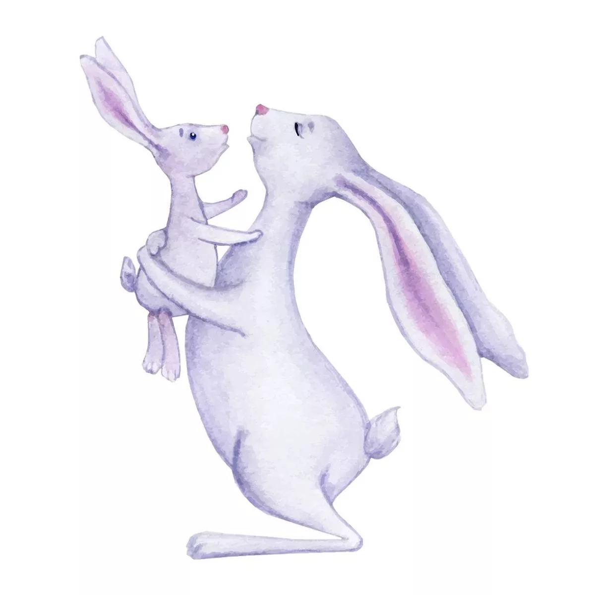 mother-baby-rabbit-fabric-panel-white Mother And Baby Rabbit Fabric Panel – White