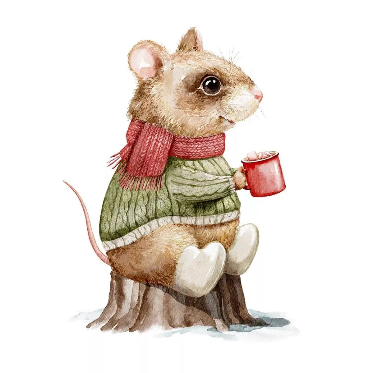 mouse-with-scarf-sipping-hot-cocoa-fabric-panel Mouse with Scarf Sipping Hot Cocoa Fabric Panel