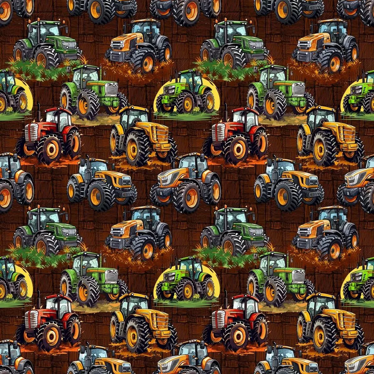 multi-colored-tractors-fabric Multi-Colored Tractors Fabric