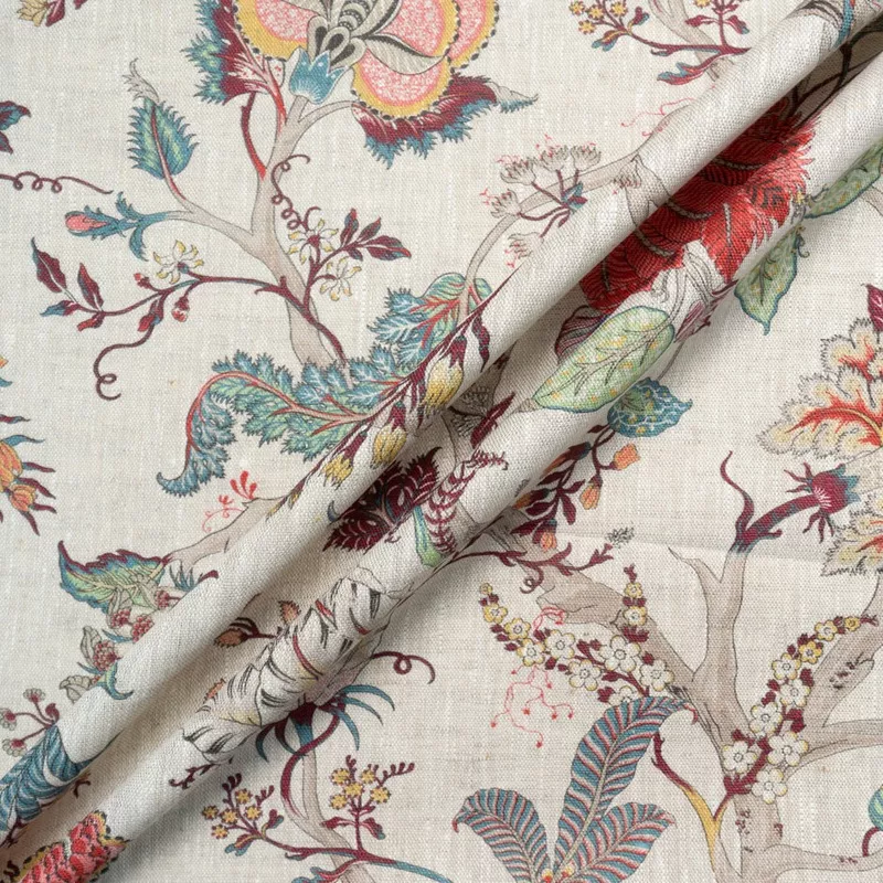multi-coloured-floral-printed-oatmeal-linen Multi-Coloured Floral Printed Oatmeal Linen