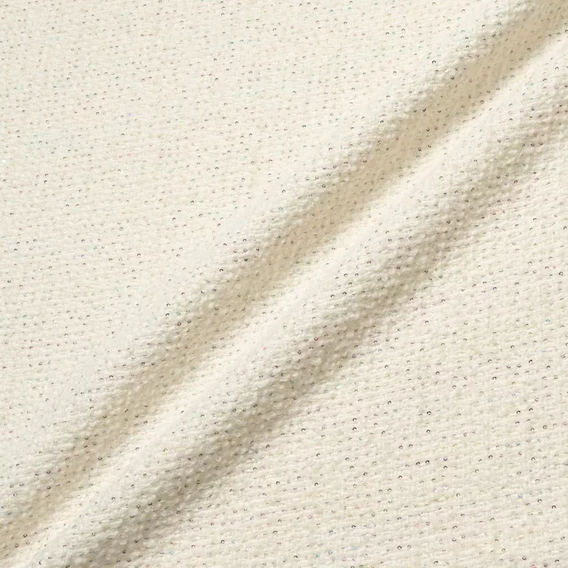 Multi Sequinned Wool Blend Cream Boucl