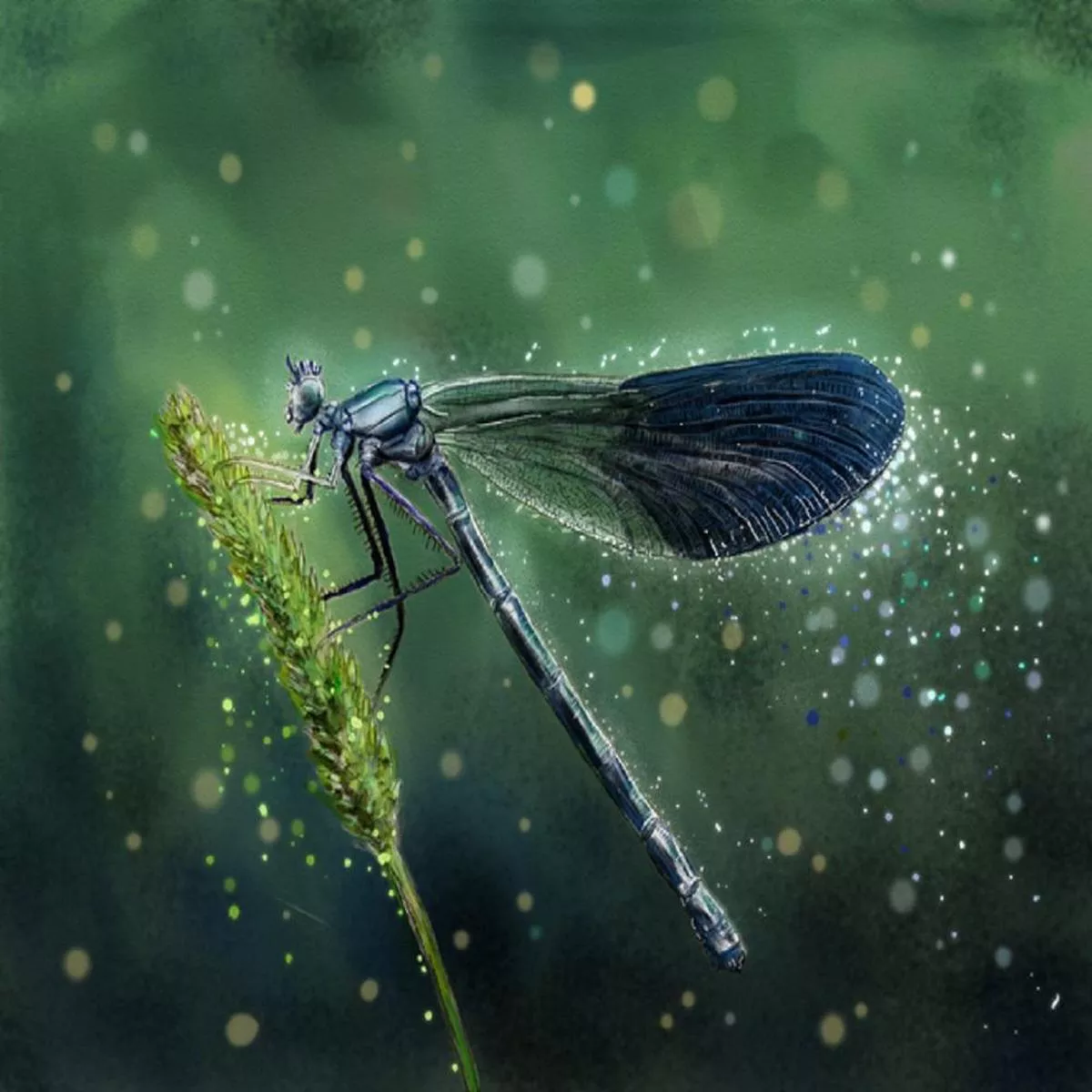 mystical-dragonfly-fabric-panel-green Mystical Dragonfly Fabric Panel – Green