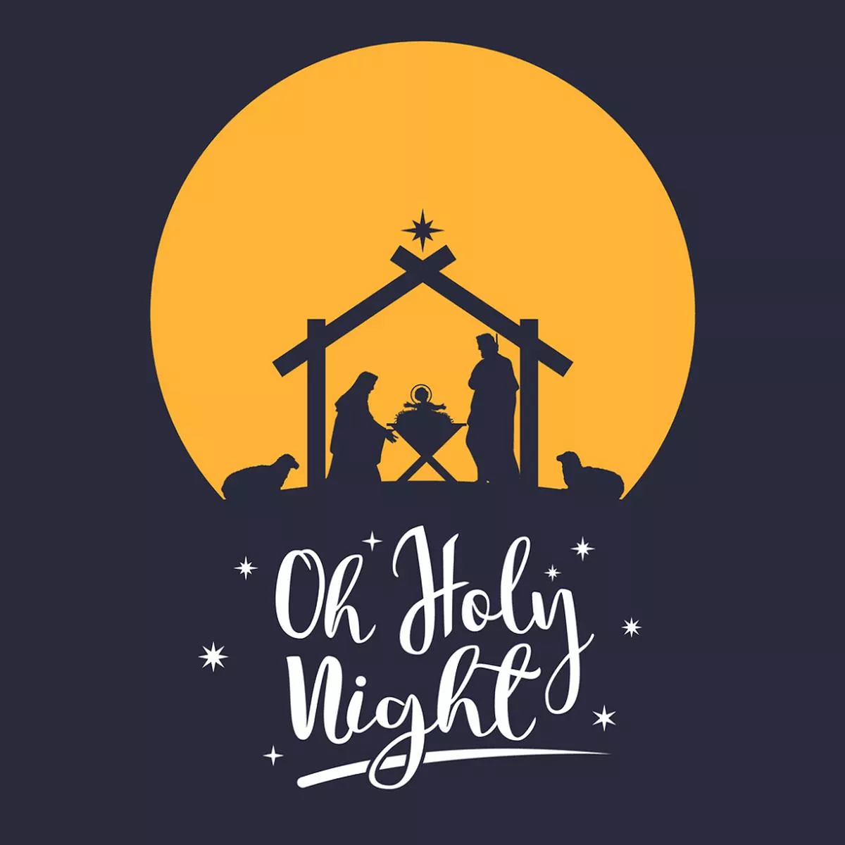 nativity-scene-silhouette-fabric-panel-navy Nativity Scene Silhouette Fabric Panel – Navy