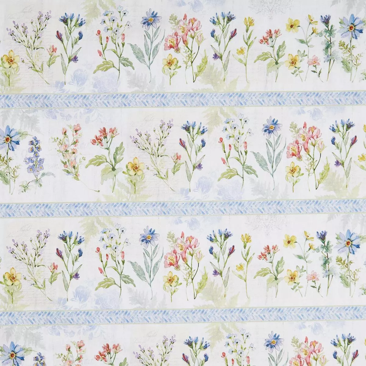 Nature’s Serenade – Floral Border Stripe Multi Yardage