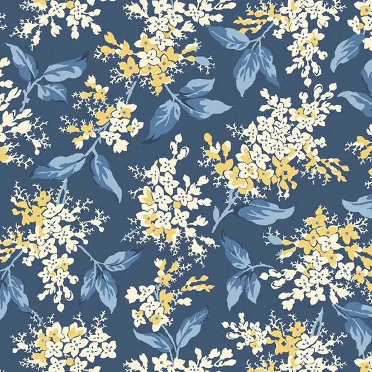 navy-floral-branches-cotton-wideback-fabric-per-yard Navy Floral Branches Cotton Wideback Fabric per yard