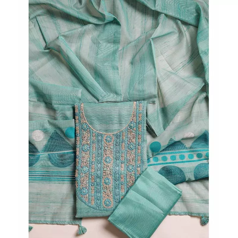 neck-embroidered-chanderi-silk-suit-set NECK EMBROIDERED CHANDERI SILK SUIT SET